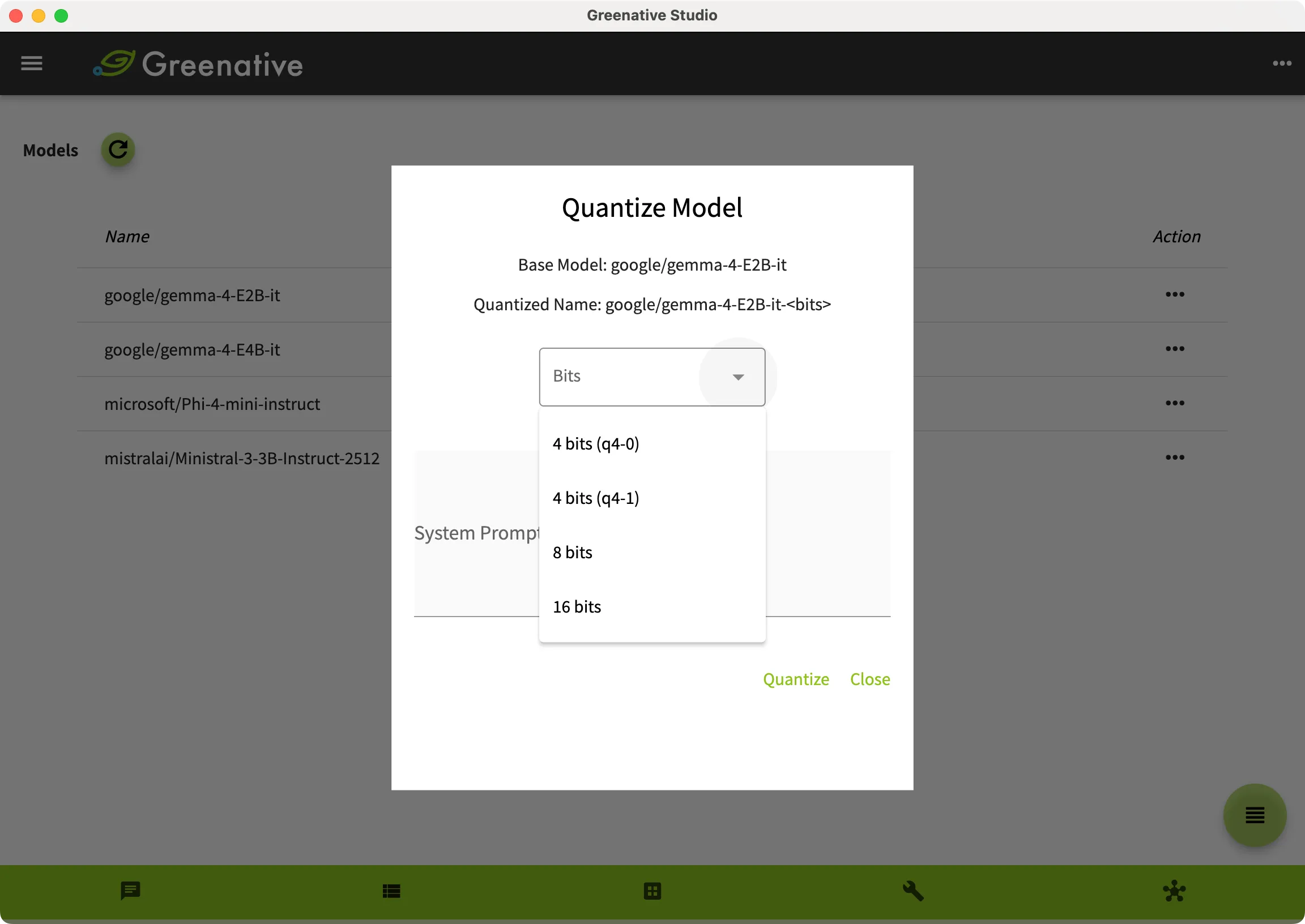 model screen