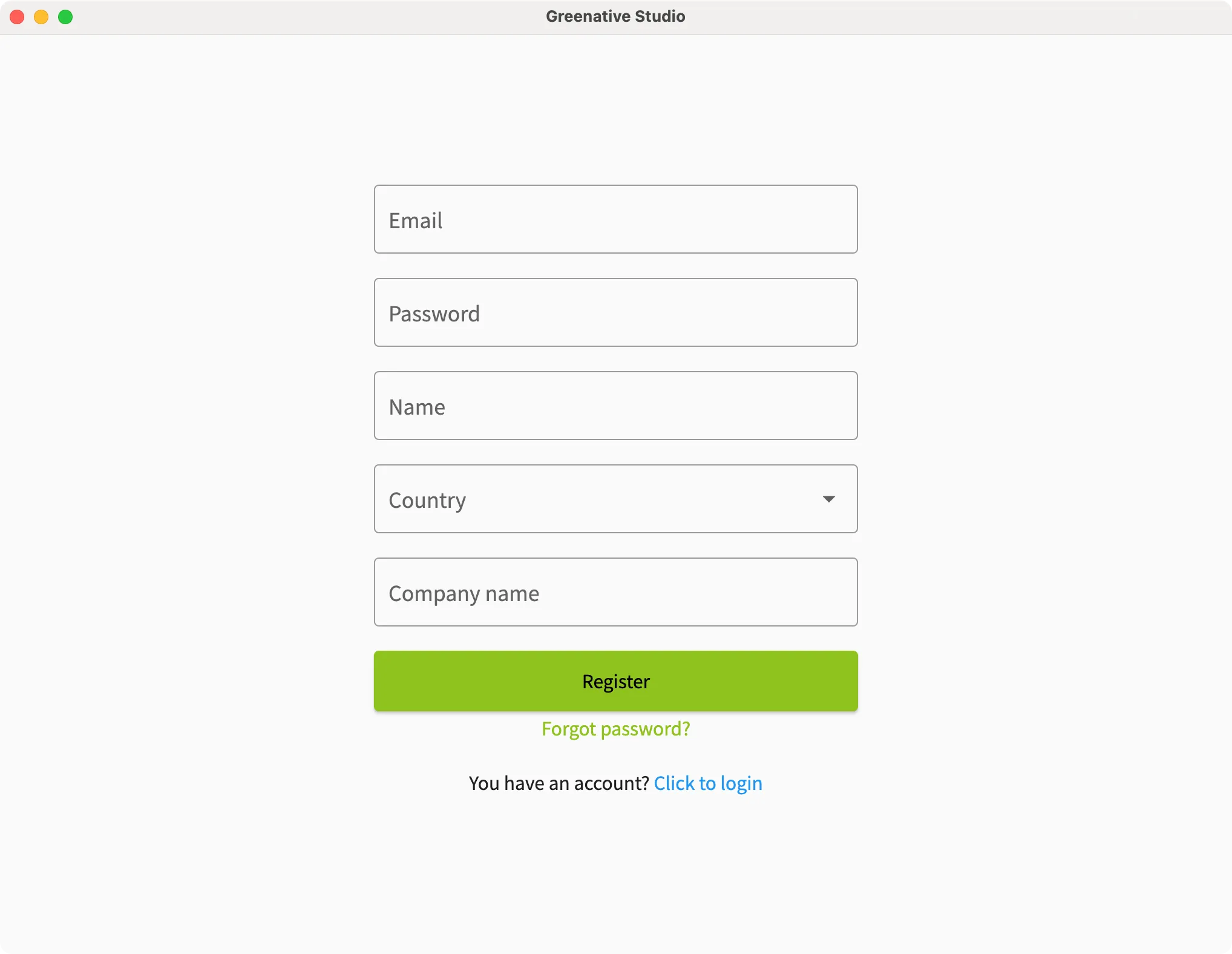 login screen